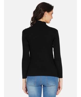 womens winter acrylic black cable design high neck knitted sweater 6