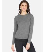 womens winter acrylic grey round neck knitted sweater