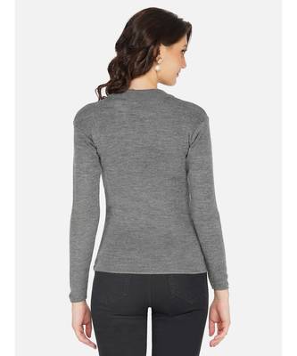 womens winter acrylic grey round neck knitted sweater 6