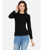 womens winter acrylic black round neck knitted sweater