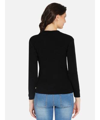womens winter acrylic black round neck knitted sweater 6