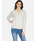 womens winter acrylic white self design acrylic cardigan