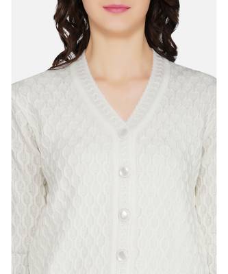 womens winter acrylic white self design acrylic cardigan 5