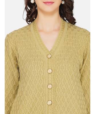 womens winter acrylic beige self design acrylic cardigan 5