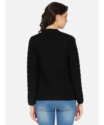 womens winter acrylic black self design acrylic cardigan 6