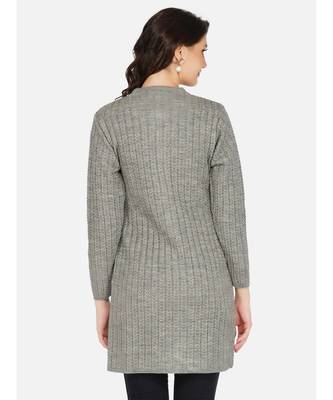 womens winter acrylic grey self design long acrylic cardigan 6
