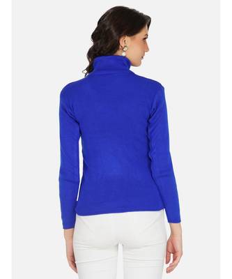 womens winter acrylic blue plain high neck knitted sweater 6