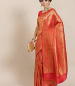 Red woven silk saree with blouse