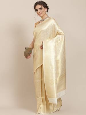 White woven silk saree with blouse 1