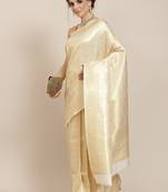 White woven silk saree with blouse
