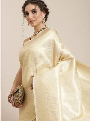 White woven silk saree with blouse 2