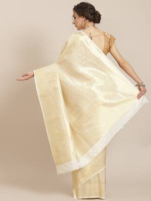 White woven silk saree with blouse 3