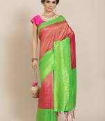 Pink woven silk saree with blouse