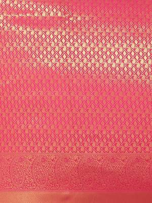 Pink woven silk saree with blouse 4