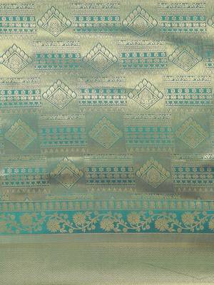Green woven silk saree with blouse 4