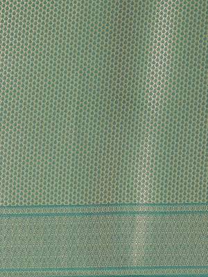Green woven silk saree with blouse 3
