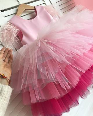 Multi-Color Net Layered Designer Baby Frock 1