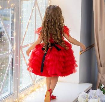 Red Color Net Multi-Layered Baby Frock 2
