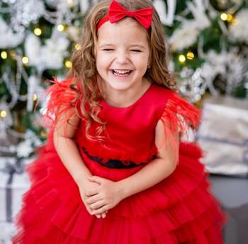 Red Color Net Multi-Layered Baby Frock 4