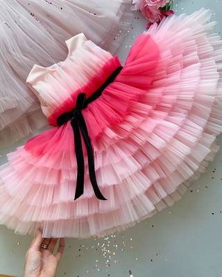 Multi-Color Net Layered Designer Baby Frock 1