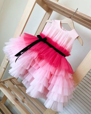 Multi-Color Net Layered Designer Baby Frock 2