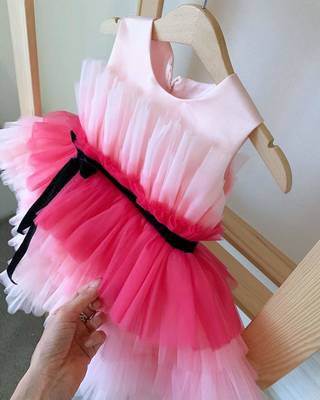 Multi-Color Net Layered Designer Baby Frock 3