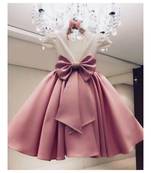 Peach And White Silk Designer Baby Frock