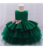 Green Color Net Designer Baby Frock