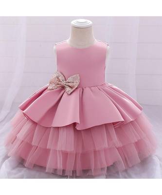 Baby Pink Color Net Designer Baby Frock 1