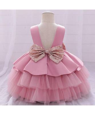Baby Pink Color Net Designer Baby Frock 2