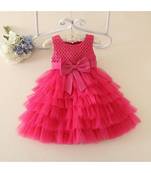 Pink Color Net Embroidered Baby Frock