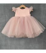 Peach Color Net Designer Baby Frock