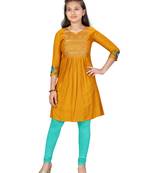 Yellow embroidered cotton kids-tops