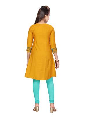 Yellow embroidered cotton kids-tops 4