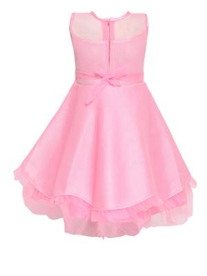 Pink plain nylon kids-frocks 2