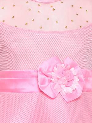 Pink plain nylon kids-frocks 3