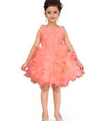 Orange plain polyester kids-frocks