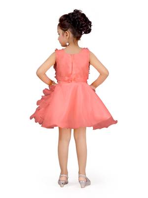 Orange plain polyester kids-frocks 4