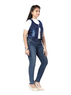 Blue plain cotton girls-jackets-coats 2