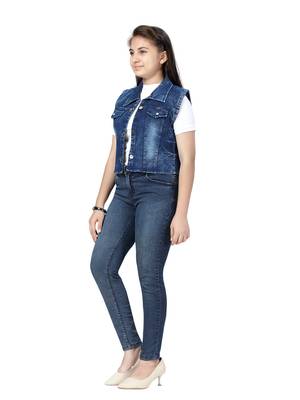 Blue plain cotton girls-jackets-coats 3