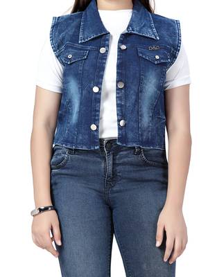 Blue plain cotton girls-jackets-coats 5