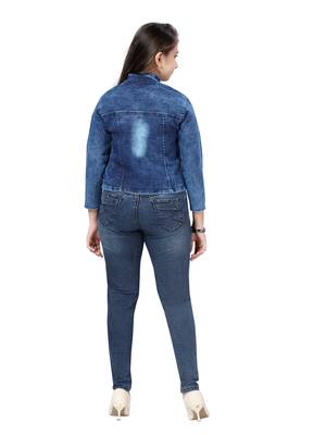 Blue plain cotton girls-jackets-coats 4
