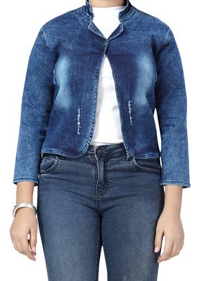 Blue plain cotton girls-jackets-coats 5