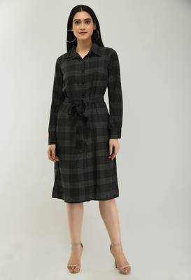 Black printed crepe short-dresses 1