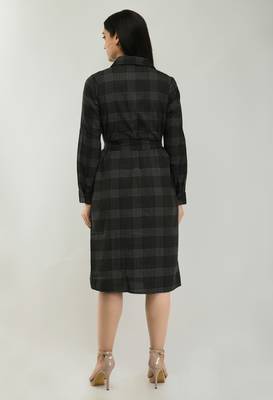 Black printed crepe short-dresses 2