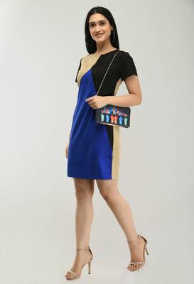 Multicolor plain crepe short-dresses 3