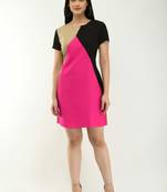 Multicolor plain crepe short-dresses