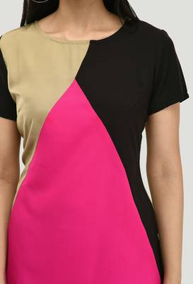Multicolor plain crepe short-dresses 4