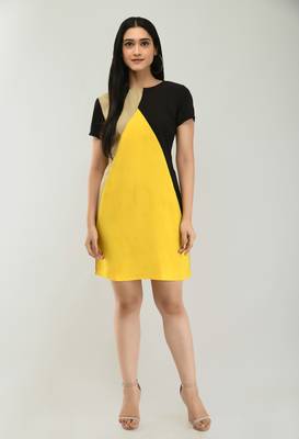 Multicolor plain crepe short-dresses 1
