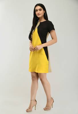 Multicolor plain crepe short-dresses 3